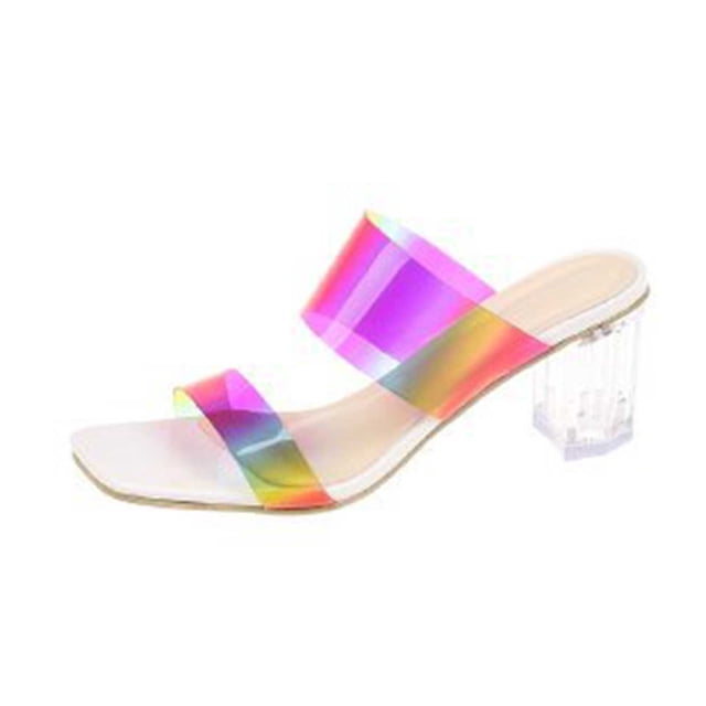 Amzcrzy Zapatos de mujer,Zapatos de mujer,Zapatillas de mujer, Sandalias de mujer de moda de verano con punta cuadrada y tacón grueso Sandalias Mujer Zapatillas De Casa