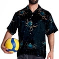 thumbnail image 4 of Cancer Constellation Men's Casual Printed Button Down Short Sleeve Spread Collar Beach Shirts for Summer, Unisex, 4 of 6