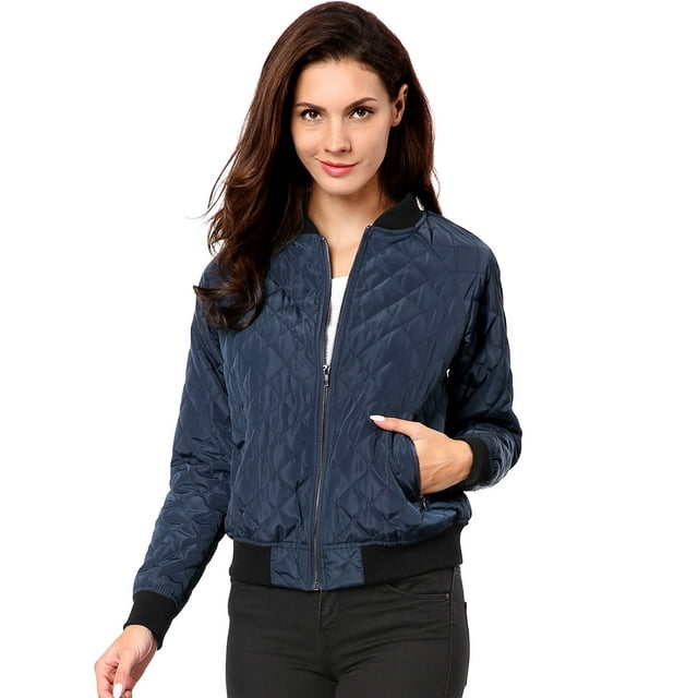 INSPIRE CHIC Vestes Matelassées pour Femmes Col Montant Fermeture Éclair Manches Raglan Blouson Bomber