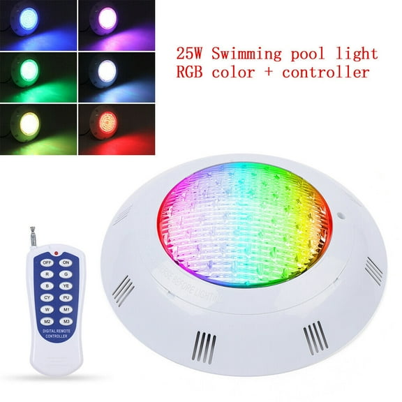 Underwater Swimming Pool Lights,25W 12V RGB Color Changing IP68 Waterproof LED Inground Pool Light with Remote Control