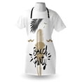 thumbnail image 4 of Beach Saying Apron, Beach Party Text on Retro Microphone Under Sketched Palm Leaves, Unisex Kitchen Bib with Adjustable Neck for Cooking Gardening, Adult Size, Camel Black White, by Ambesonne, 4 of 4
