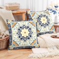 thumbnail image 6 of Boho Throw Pillow Covers 18x18 inch Set of 2, Blue White Monaco Vintage Double Sided Pattern Mandala Pillow Cushion Cover Bohemian Pillowcase for Couch Sofa Bed Decorative, 6 of 6
