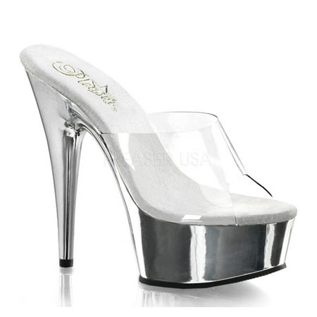 Delight-601, 6 Leather Stiletto Heel Platfrom Slide Shoe