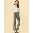thumbnail image 3 of DARING DIVA Women's Plaid Trousers Pockets Straight Leg Casual Pant XL Black Beige, 3 of 6