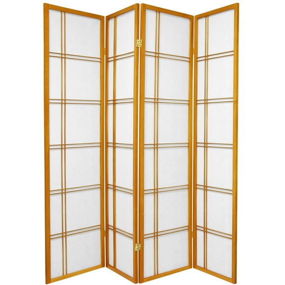 6 ft. Tall Double Cross Shoji Screen - Honey - 4 Panels
