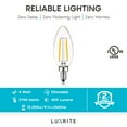 thumbnail image 5 of Luxrite 4W E12 Vintage Candelabra Dimmable LED Light Bulbs, 40W Equivalent 400 Lumens, 2700K Warm White, Blunt Tip, 24-Pack, 5 of 7