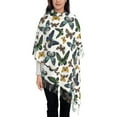 thumbnail image 4 of Cauagu Watercolor Butterflies Print Women Wrap Shawl tassels Scarves Retro Scarf 77.6"X28.3", 4 of 8