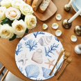 thumbnail image 2 of Ocean Coastal Round 15 Inch Placemats Set of 8, Blue Coral Shell Starfish Beach Summer HeatResistant Non Slip Place Mats for Dining Table, Wipeable Braided Kitchen Table Mats for Housewarming, 2 of 9