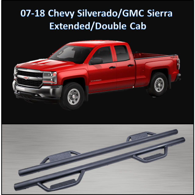 For 07-18 Chevy Silverado/GMC Sierra 1500 Double Cab Texture Side Step Nerf Bars 