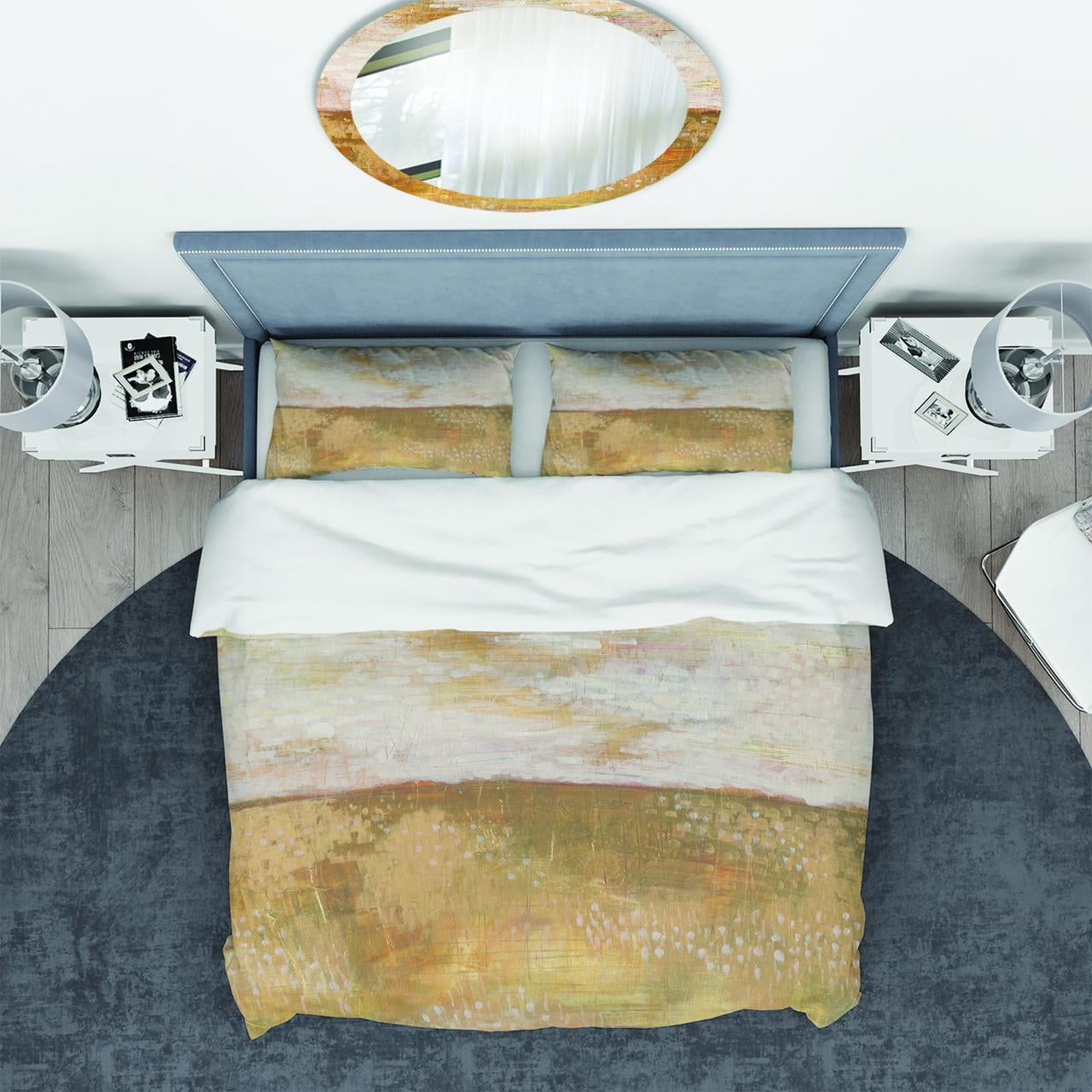 Designart 'Amber Modern Horizon' Geometric Duvet Cover Set