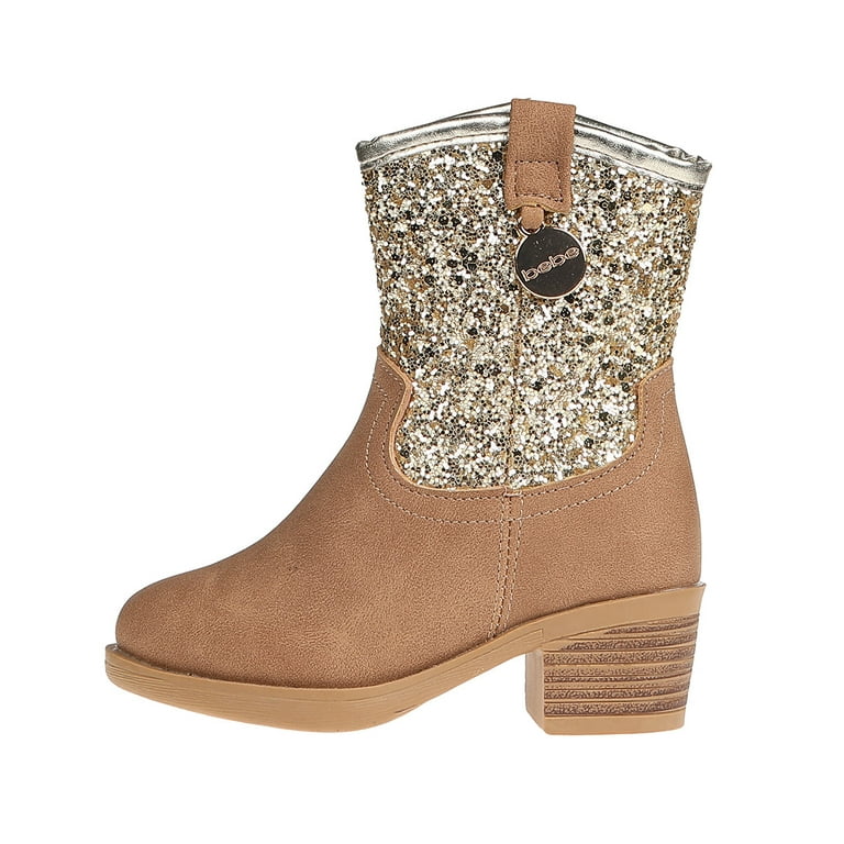 bebe Comfortable Western Riding Boots for Toddler Girls, Tan (Size