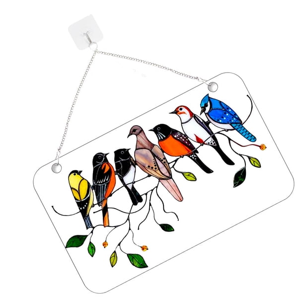 Yuarrent Atrapasoles para ventana con forma de ave, colgante acrílico teñido para accesorios de decoración del hogar Decoración del hogar 7 pajaritos Yuarrent HA005578-04