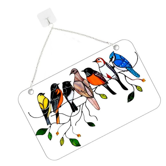 Bearachild Atrapasoles para ventana con forma de ave, colgante acrílico teñido para accesorios de decoración del hogar Decoración del hogar 7 pajaritos Bearachild HA005578-04