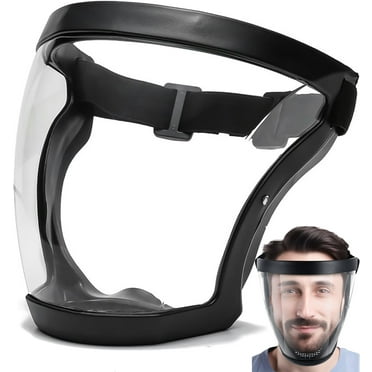 Full Face Shield for Adults - Anti-Fog, HD Transparent, Super Protective with Removable Filter & Cotton - Adjustable Comfort Fit for Work, Safety, COVID Protection (Black)