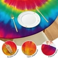thumbnail image 4 of Colorful Rainbow Tie Dye Spiral Pattern Round Fitted Tablecloth with Elastic Edge,Dining Table Cover Waterproof,Outdoor Round Tablecloth for Camping,Dining,Indoor and Outdoor, 4 of 7