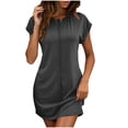thumbnail image 2 of Ovzne Robes d'Été pour Femmes 2025 Robe Femme Décontractée Couleur Unie Col Rond Manches Courtes Robe Décontractée Robe d'Été Manches Courtes Liquidation, 2 of 7
