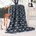 thumbnail image 2 of Dark Blue Cartoon Horse Flower Pattern Blanket,Comfortable Soft Flannel Throw Blanket,All Season,Warm Lightweight Blankets for Sofa Bed Couch Living Room Chair,60"x80", 2 of 4