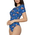 thumbnail image 2 of The Xecao Dinosaur Driving Women's Crew Neck Body Suit, a short-sleeved bodysuit and basic swimsuit, both comfort and style for dating and daily life, 2 of 9