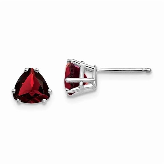 Primal Gold 14 Karat White Gold 6mm Trillion Garnet Earrings