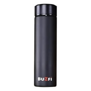 Buzfi Insulated Water Bottle 17oz Stainless Steel Thermos Bottle, Black