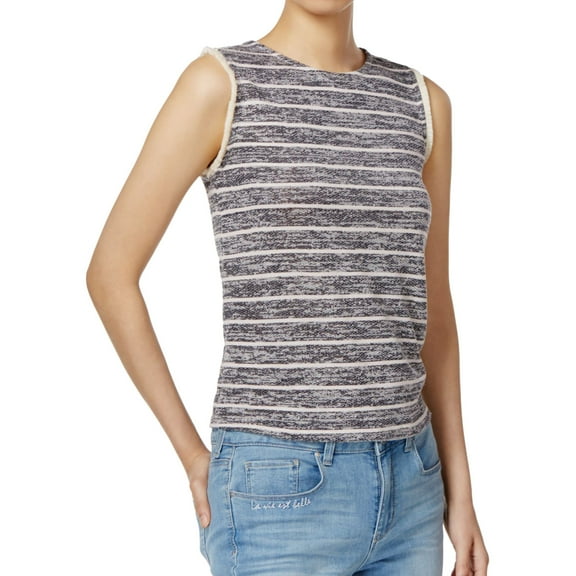 maison Jules Womens Fringe Tank Top, Blue, X-Small