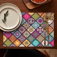 thumbnail image 5 of Multicolor Ethnic Geometric Patchwork Pattern Summer Placemats Table Placemats Set Of 4-Linen Kitchen Washable Placemats Table Mats 11.8"x17.7" Non-Slip Heat Resistant, 5 of 6