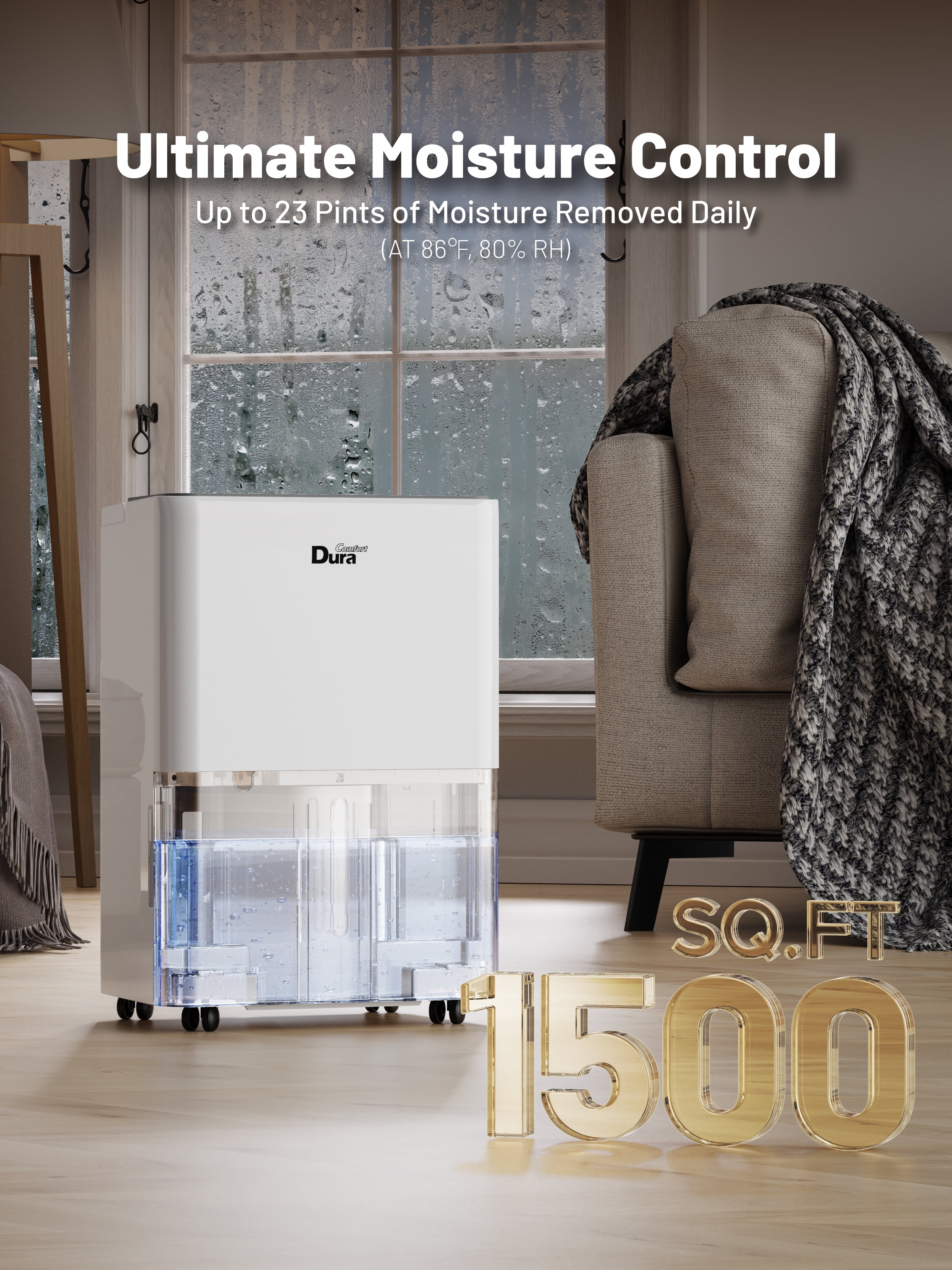 DuraComfort 8 Pint Dehumidifier for Basement and Home with Drain Hose, up to 1000 sq.ft, 24-Hour Timer (MAX 22 Pint at 95°F, 90% RH)