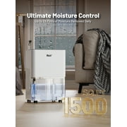DuraComfort 24 Pint Dehumidifier with Drain Hose, 24H Timer, Portable Dehumidifier for Basement and Home up to 1500 Sq.Ft, White