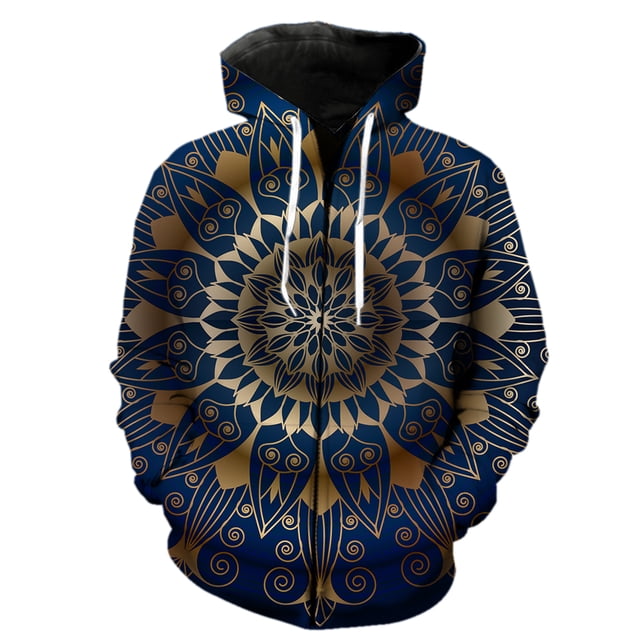 Sudadera con capucha y cremallera Mandala para hombre, estilo Harajuku de primavera, para adolescentes, con estampado 3D, ropa de calle unisex de gran tamaño, divertida, estilo hip hop, gran oferta in