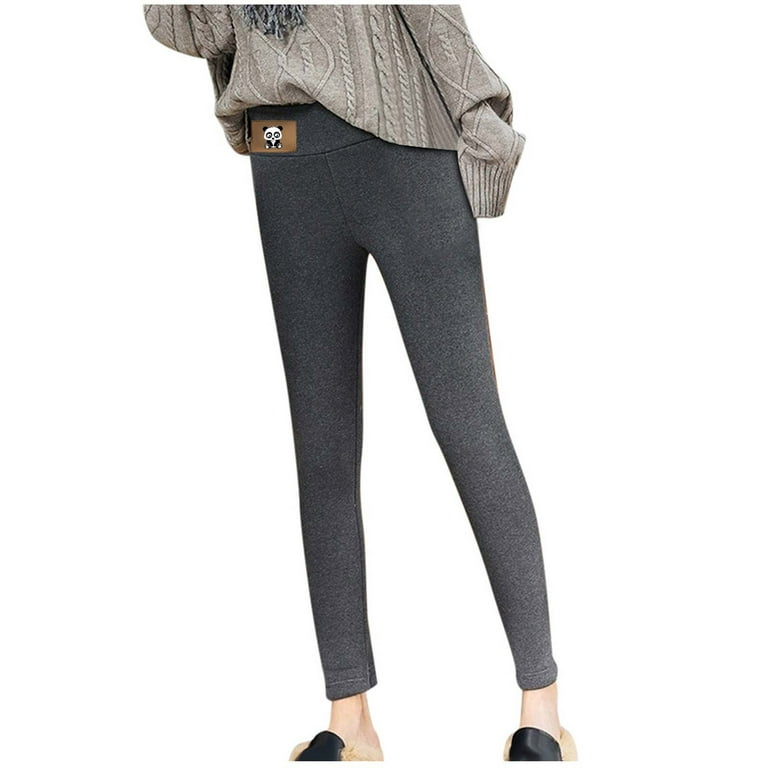 Tdoqot Womens Fleece Lined Stretch Soft High Waisted Warm Winter Leggings  Gray Size M 