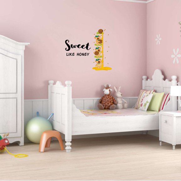 Children Sweet like Honey Cute Cartoon Wall Decal Decoration Sweet like Honey Motivational Quote Wall Decal Lasts Years and Easily Removable - Size: 10 In(W) x 9 In(H)