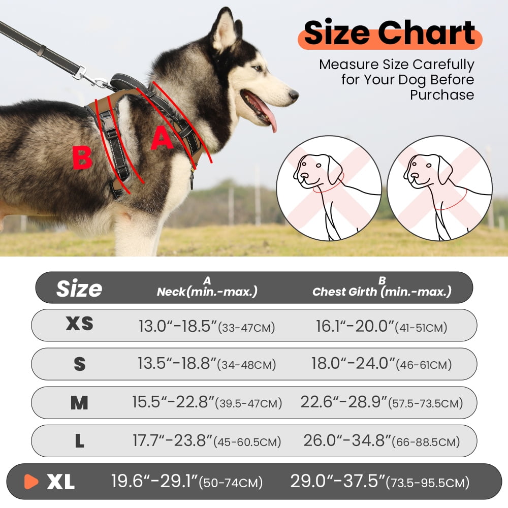 MASBRILL Reflective Dog Harness No Pull Dog Vest Harness with Handle, Breathable Padded Dog Chest Harness Adjustable for Large Dog-Brown XL