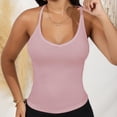 thumbnail image 7 of Women's Ribbed Knit Deep V Neck Tank Top with Seamless Design - Large, Pink, 7 of 7