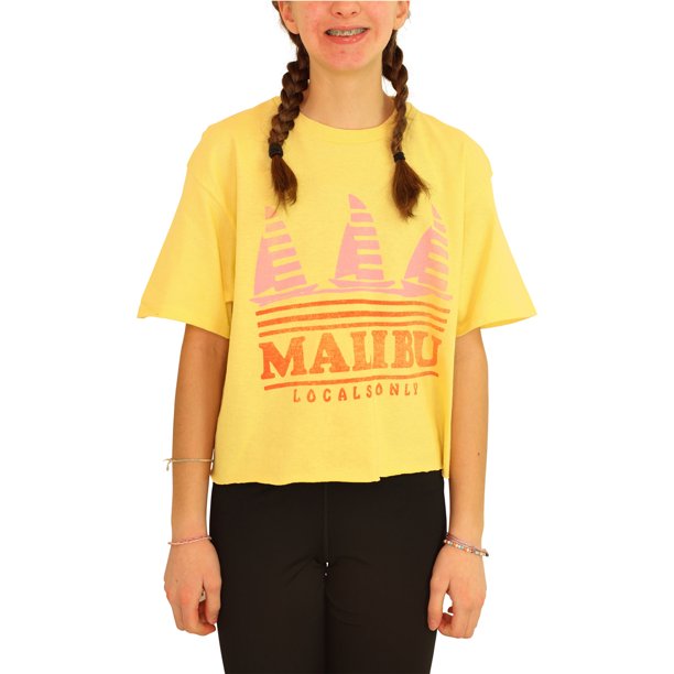 Junk Food Womens Malibu Graphic T-Shirt yellow S