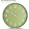 thumbnail image 2 of Wall Clock, Battery Operated, Modern Minimalist Design for Living Room, Office, Kitchen, Bedroom, and Bathroom - Quiet, Stylish, and Perfect for Any Room – Olive Green, 10 Inch, 2 of 5