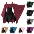 thumbnail image 6 of Dvprdro Gothic Renaissance Mini Dress for Women Long Sleeve Off Shoulder Bell Sleeve Patchwork Halloween Costumes Dresses, 6 of 6