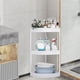 thumbnail image 4 of Bathroom Corner Storage Rack Organizer | Floor Standing Tripod Shelf | Plastic & Stainless Steel | Black & White | Hollow Drainage | Removable Rollers | 22.05x14.17in | 1 Pack, 4 of 8