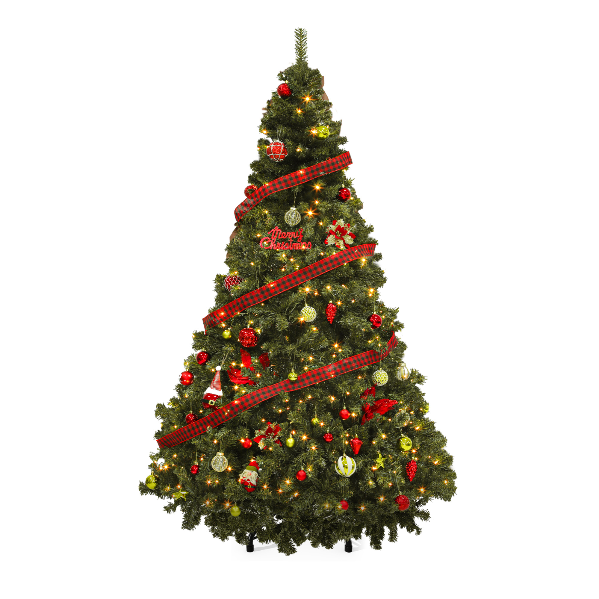 ModFusion 7.5ft Pre-Lit Artificial Christmas Tree, Holiday Decoration with 1346 Branch Tips, 550 Warm Lights, for Home, Office, and Party, Green