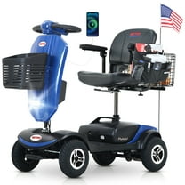 Senior Mobility Scooter, Outdoor Electric PoweBlue Mobility Scooter with The US Flag, Motorized Scooter with Pneumatic Tires, Cup Holder & USB Charging Port, 4.9 mph, Blue, SS479