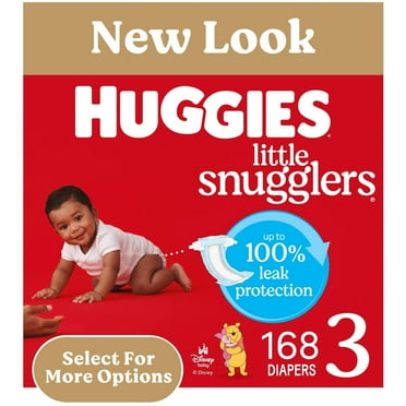 Huggies Little Snugglers Baby Diapers, Size 3 (16-28 lbs), 168 Ct (6 Packs of 28) (Select for More)