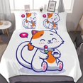 thumbnail image 1 of HAHDAXIA Cat Food Bedding Solid Comforter Set for All Seasons,3 Pieces(1 Comforter+2 Pillowcases),Soft Microfiber Bedding Set Queen(90"x90"), 1 of 7