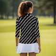 thumbnail image 4 of Garronmavis Black Polka Dots Women's Golf Shirt and Sun Visor Hat Set Lightweight Golf Tennis Shirts Sports Sun Visor Hat for Yoga or Daily Wear 4-Way Stretch Breathable Fabric Fit Plain, 4 of 7
