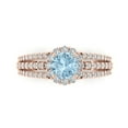 thumbnail image 2 of 1.76ct round cut natural swiss blue topaz 14k rose gold halo Bridal Wedding Engagement Promise Anniversary Ring for Women size 7.5, 2 of 7