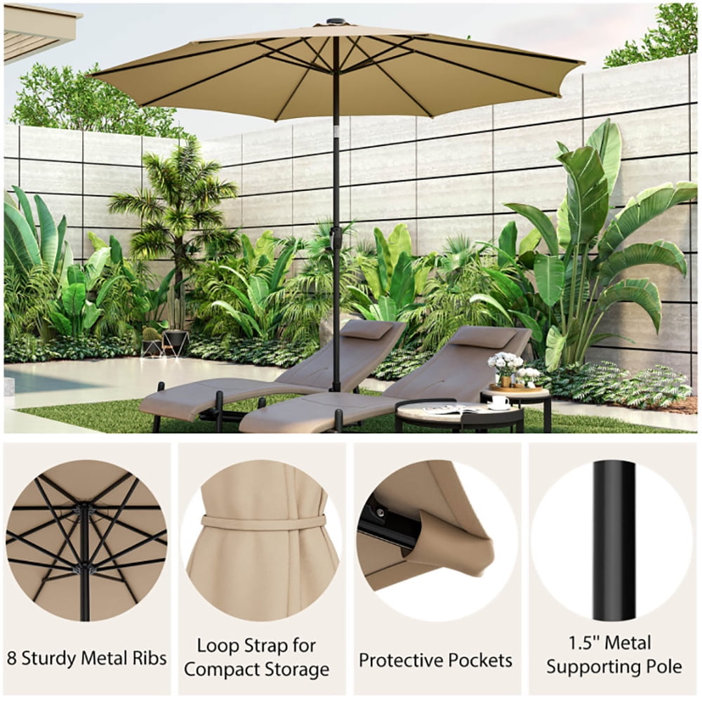 Aimee Lii 10 Feet Patio Umbrella with 112 Solar Lights and Crank Handle, Sunbrella Patio Umbrellas, Beige Aimee Lii 10 Feet Patio Umbrella with 112 Solar Lights and Crank Handle, Sunbrella Patio Umbrellas, Beige