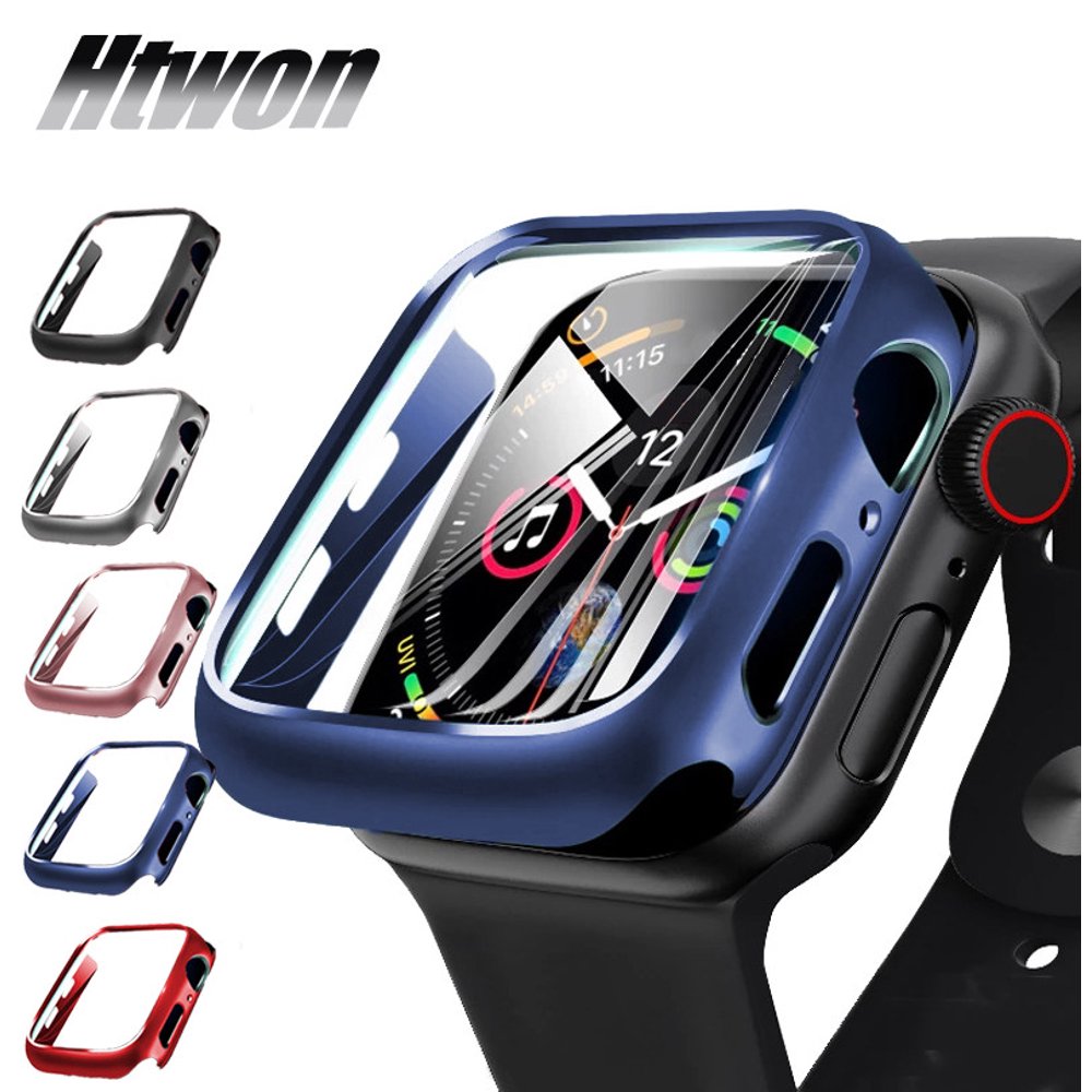 Htwon AntiScratched Tempered Glass+Protective Case For Apple Watch