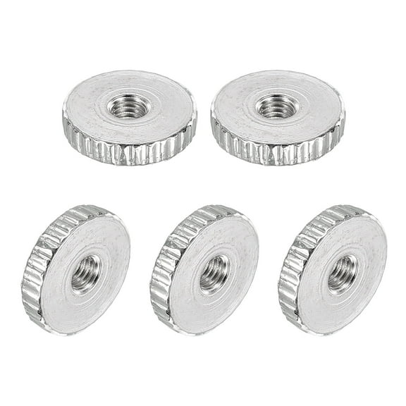 Knurled Thumb Nuts, M3 Female Thread Thin Type, Nickel-Plated Carbon Steel, 5Pack