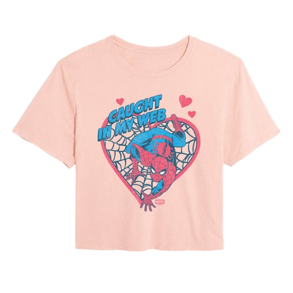 Spider-Man - Caught in My Web Heart Cropped Graphic T-Shirt