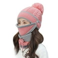 thumbnail image 2 of Windfall 3PCS Women Winter Knitted Beanie Hat Face Neck Warmer Set for Women Girls Fleece Lining Ski Caps with Pompom, 2 of 4