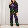 thumbnail image 2 of Balery Mardi Gra Geometric Conjunto de Pijama con Estampado para Mujer, Conjunto de Dos Piezas con Manga Larga, Ropa de Dormir Suave con Bolsillos, Pijamas Cómodos-XX-Large, 2 of 7