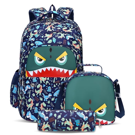 Burufy 3PCS School Backpacks Set with Lunch Box & Pencil Case, Lightweight Waterproof Kids Backpack for School & Travel Bookbag